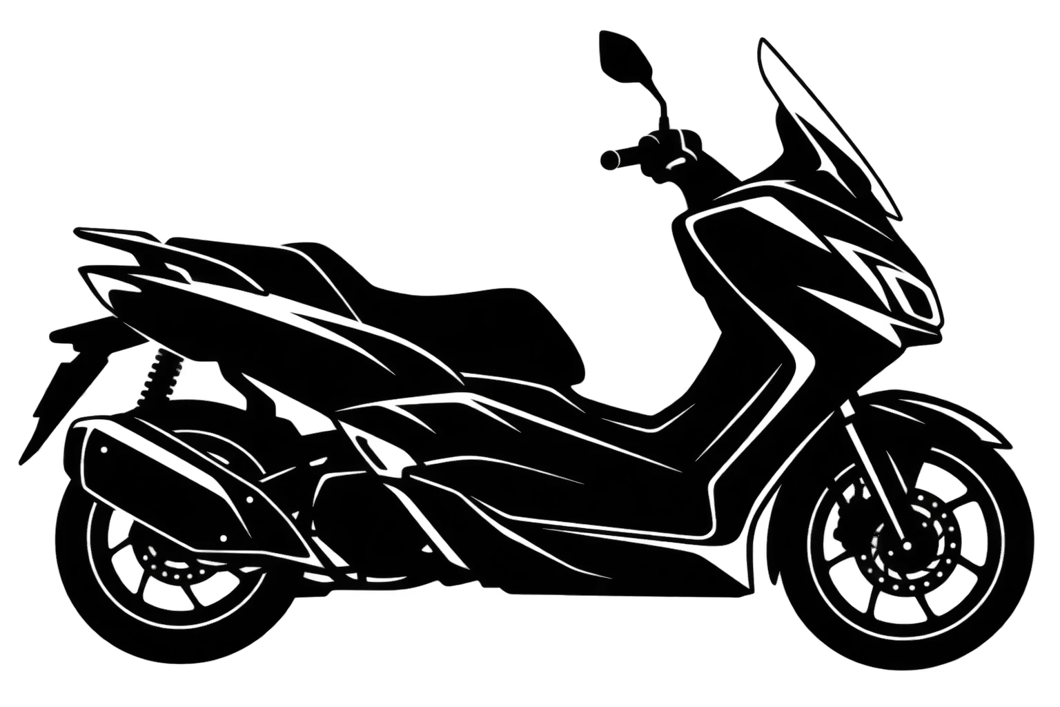 Motorlu scooter silüeti